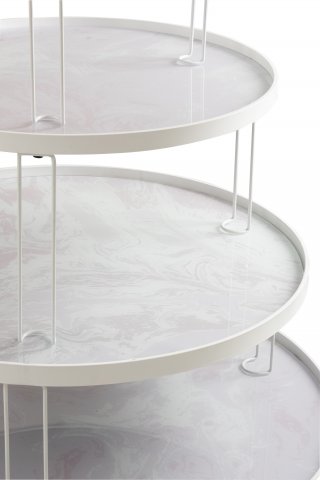Set de 2 tables marbrées AVRA en verre blanc et métal noir.